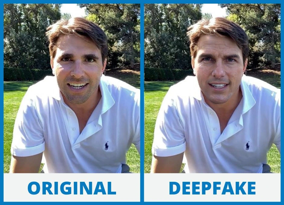 A digital artist using deepfake technology to merge two faces, illustrating the precision and potential misuse of AI.