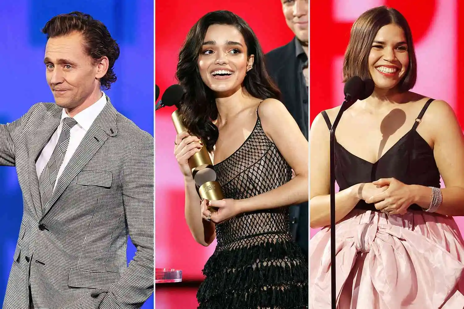 A group of celebrities pose on the red carpet at the People's Choice Awards.